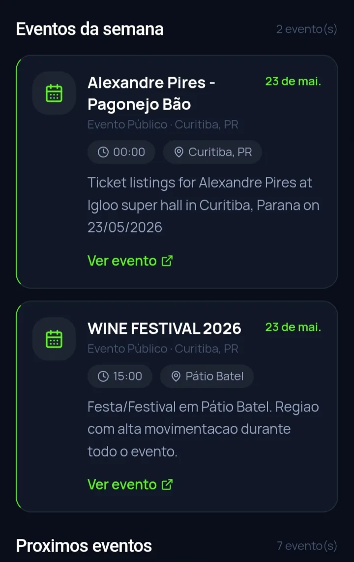 Eventos da cidade